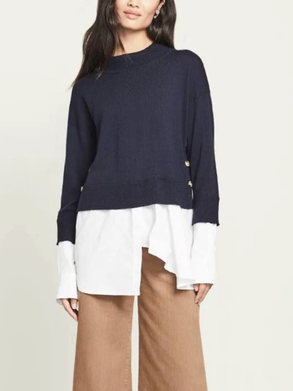 VERONICA BEARD Beri Mixed Media Pullover Sweater Size Large